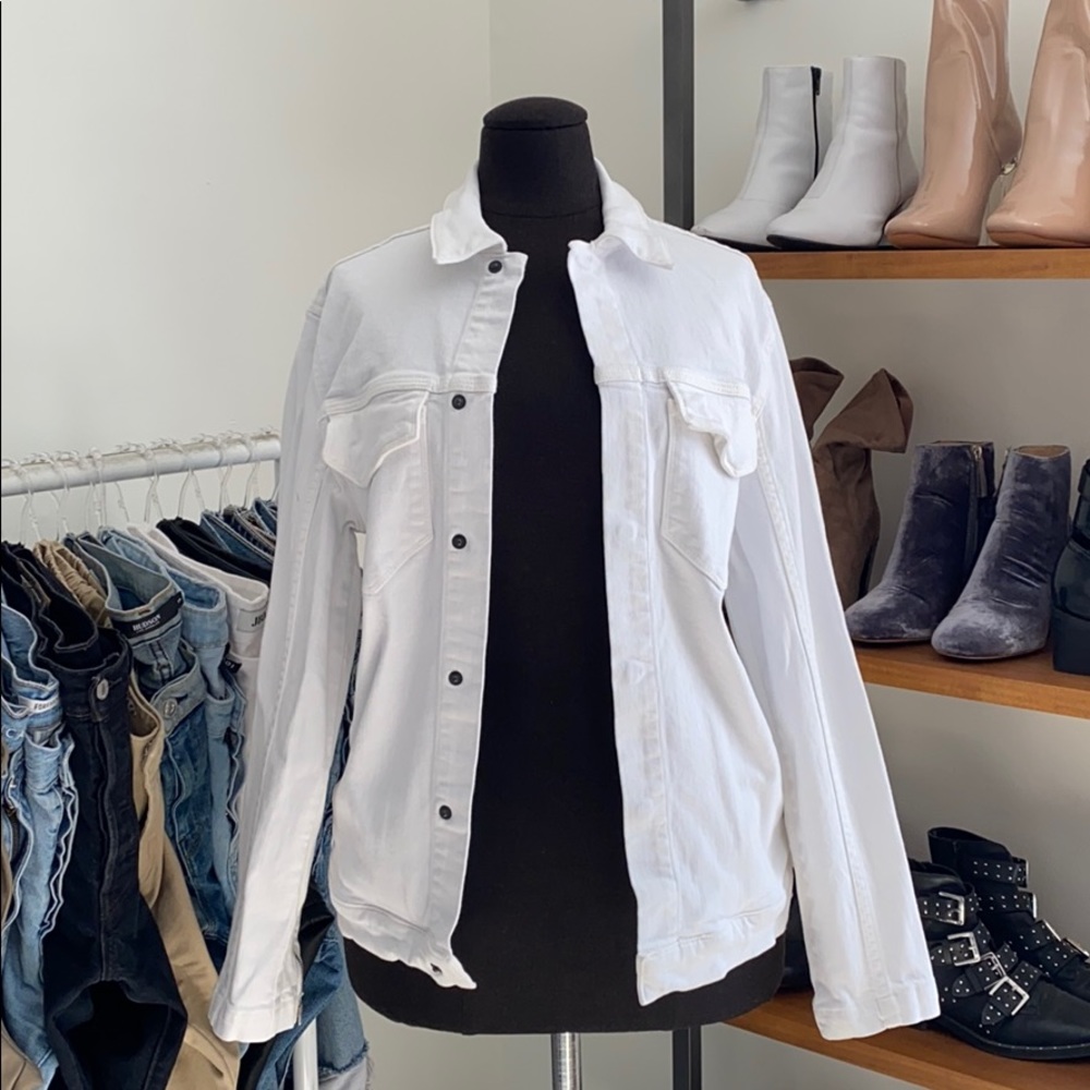 BALDWIN White Denim Jacket W/Zipper Detail |Size M